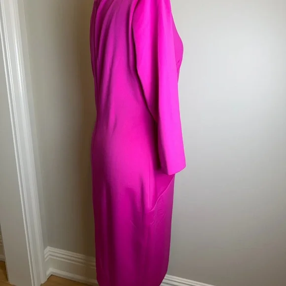 NWT Size 16 Stretch Women's Fuchsia Sheath Dress with Side Drape - Picture 3 of 9